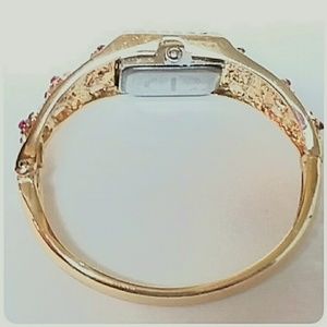 Jewelry - Pink Floral and Crystal Bangle Bracelet Watch Jewelry - Pink Floral and Crystal Bangle Bracelet Watch